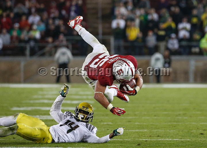 2013-Stanford-Oregon-059.JPG - Nov. 7, 2013; Stanford, CA, USA; Stanford Cardinal running back Tyler Gaffney (25) against the Oregon Ducks at Stanford Stadium.  Gaffney carried the ball a school record 45 times during the game. Stanford defeated Oregon 26-20.